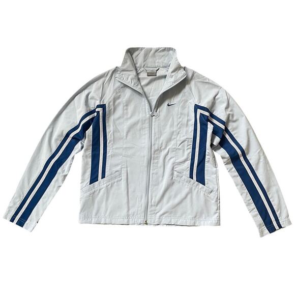 Nike Women’s Track Jacket Light Blue White | Y2K Retro Windbreaker Style Size S - Picture 1 of 11